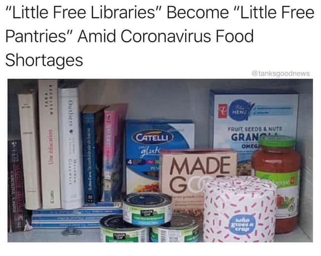 Little Free Pantries is listed (or ranked) 22 on the list 24 Pieces Of Wholesome Good News That Made Our Day A Little Brighter