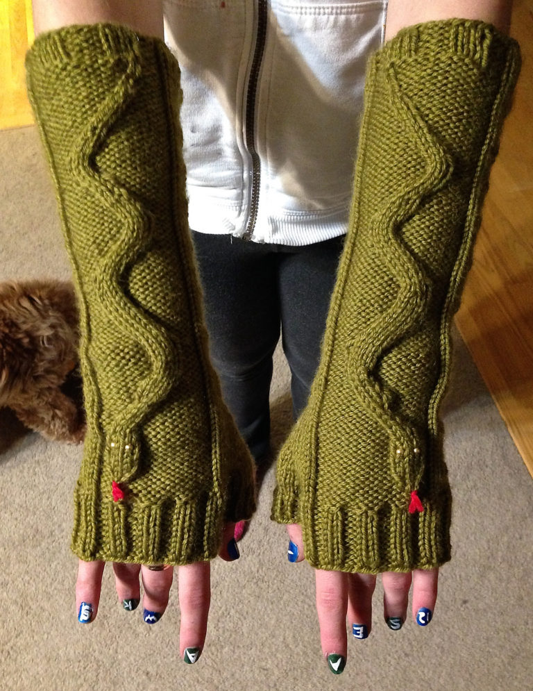 Free Knitting Pattern for Dumber Than Snakes Mitts