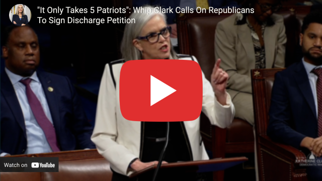 A thumbnail of Rep. Clark on the House floor. The thumbnail links to a YouTube of the video.