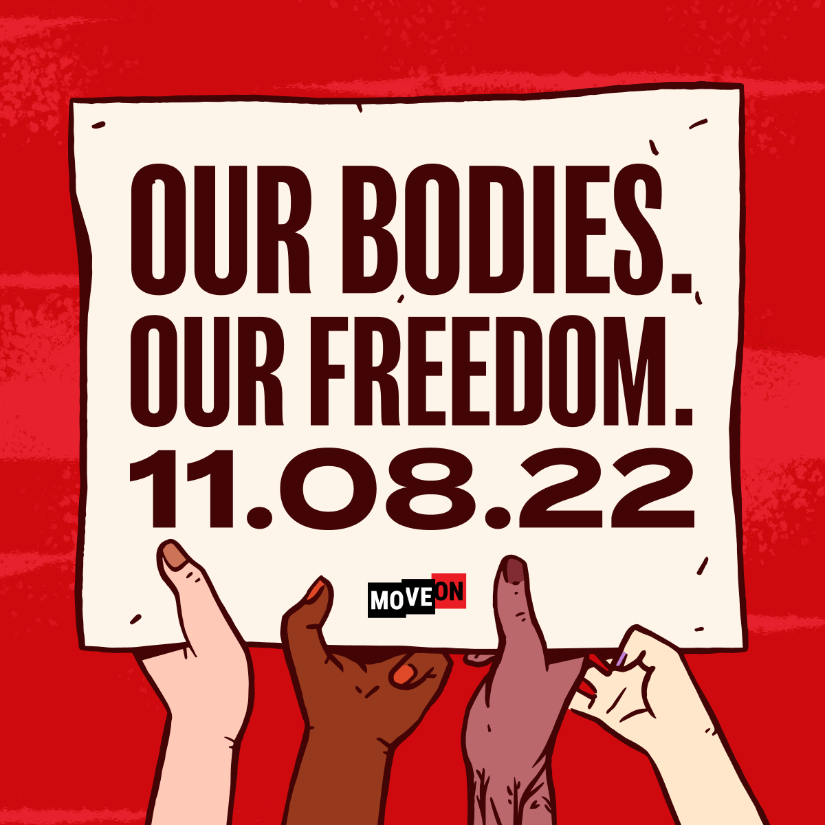 Image of the sticker, Our Bodies Our Freedom 11.08.22