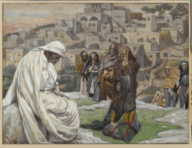 James Tissot (French, 1836-1902). <em>Jesus Wept (Jésus pleura)</em>, 1886-1896. Opaque watercolor over graphite on gray wove paper, Image: 6 3/4 x 8 15/16 in. (17.1 x 22.7 cm). Brooklyn Museum, Purchased by public subscription, 00.159.182 (Photo: Brooklyn Museum, 00.159.182_PS2.jpg)