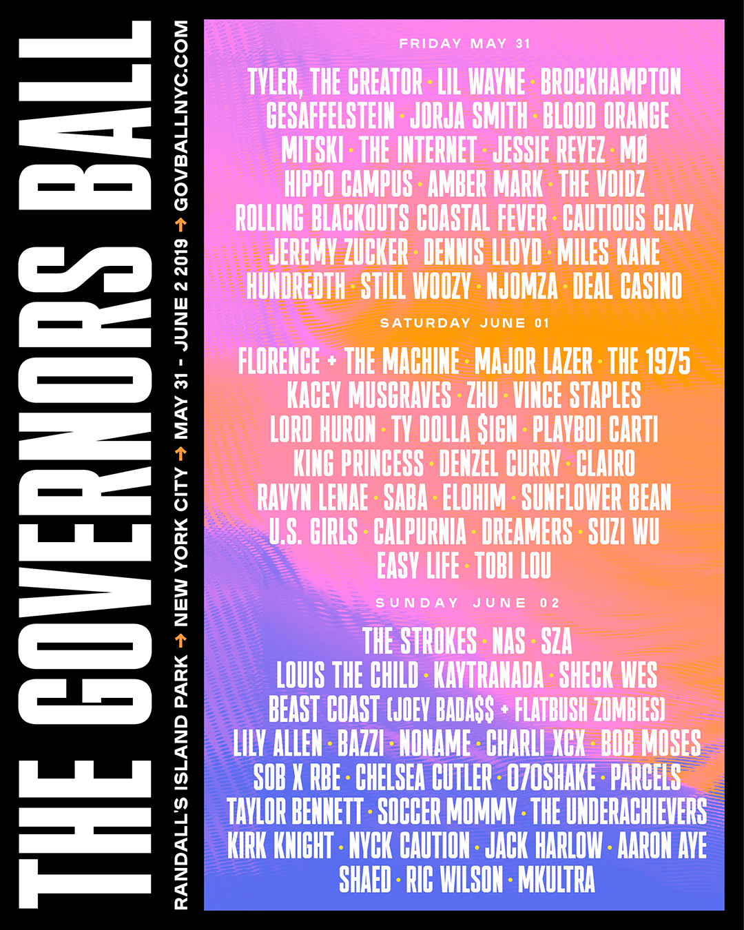 Governors Ball single day tickets on sale announcement