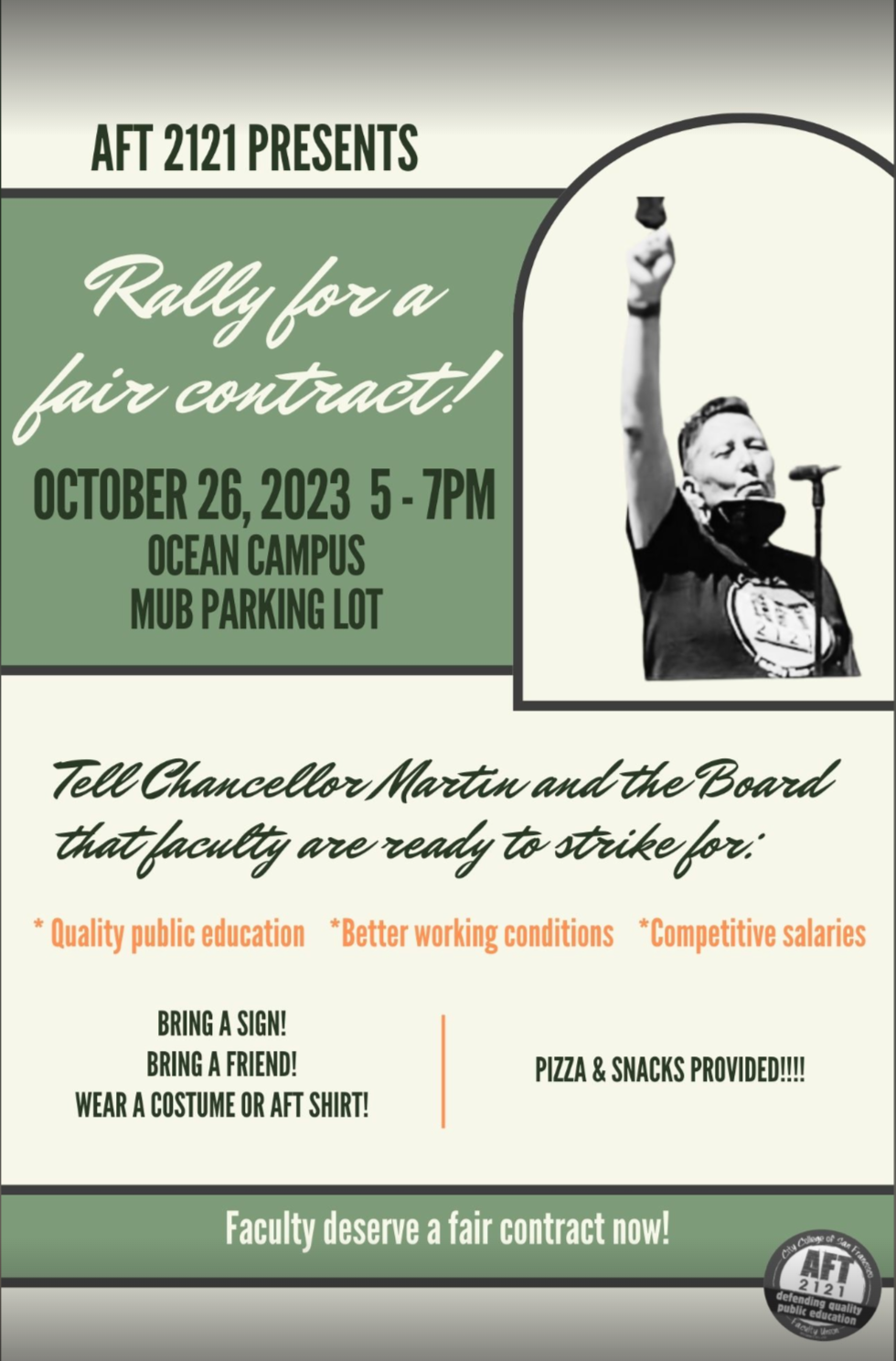 Rally for CCSF fair contract @ M.U.B.