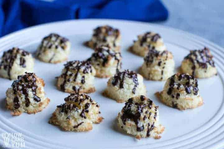 Short image of sugar free coconut macaroons on plate
