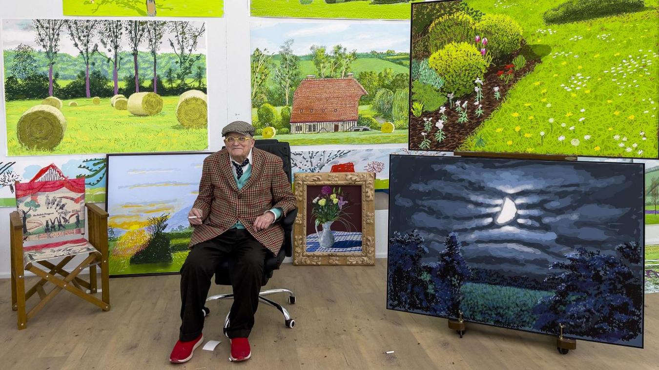 David Hockney dans son studio en Normandie, le 24 février 2021. Photo Jonathan Wilkinson