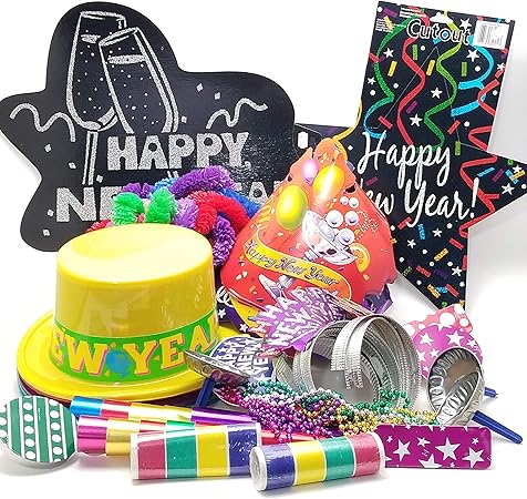 Amazon.com: PFP 20 Person New Years Eve Party kit - Feather Tiaras blowers  Horn Leis and More : Toys & Games