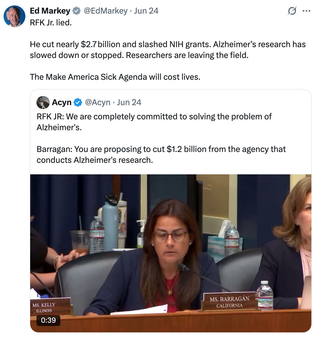 'Ed Markey's tweet: 'RFK Jr. lied.''