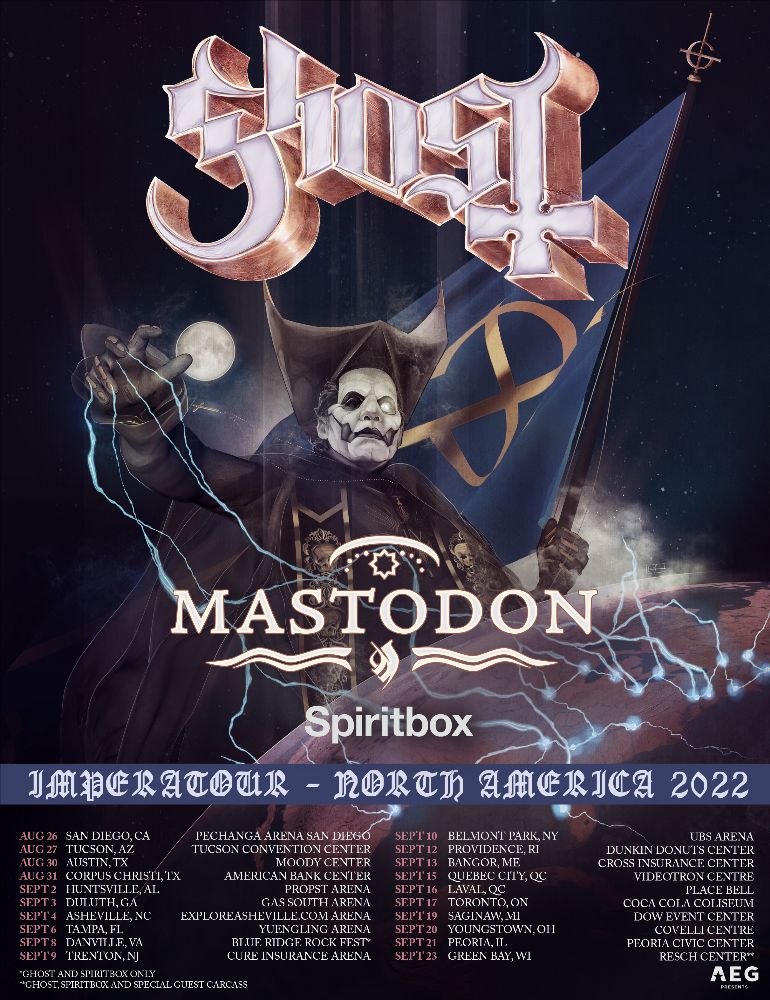 GHOST ANNOUNCE NORTH AMERICAN 2022 TOUR