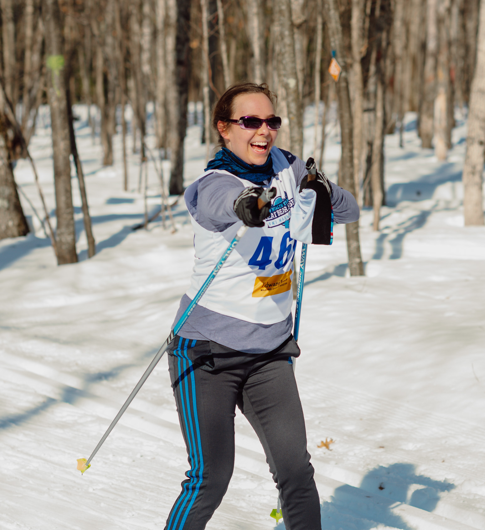 woman skier pointing
