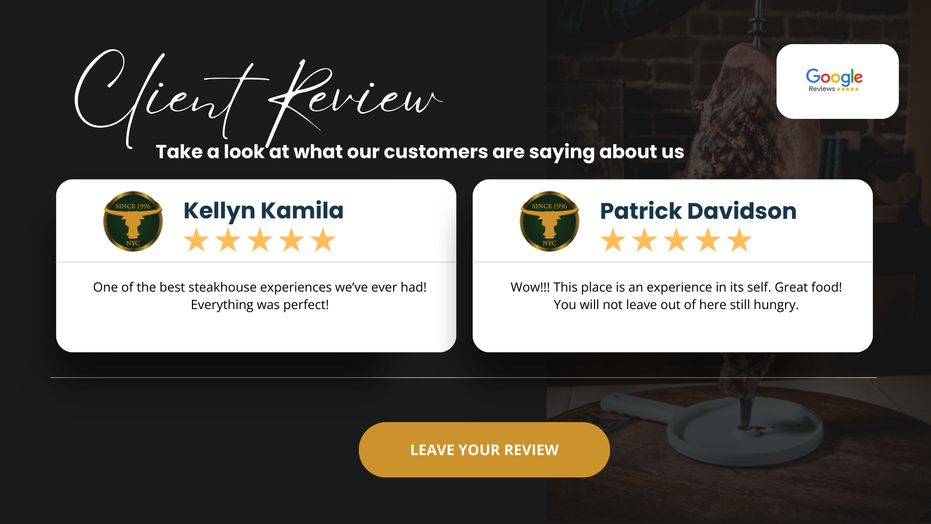 Customer review from Google