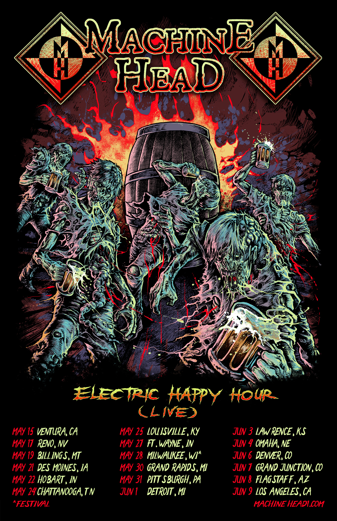 MACHINE HEAD Announces Their Electric Happy Hour (Live) Spring 2023 Tour!