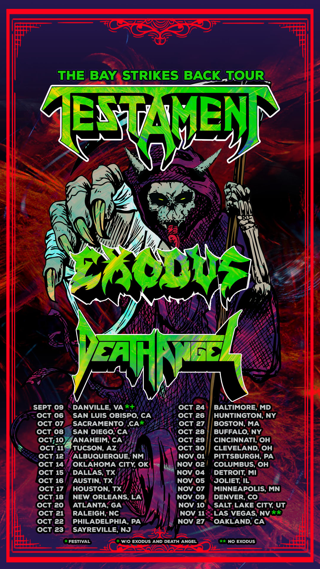 NUCLEAR BLAST Announces "The Bay Strikes Back Tour" With TESTAMENT, EXODUS, AND DEATH ANGEL!