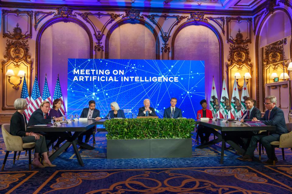 Stanford’s Fei-Fei Li and Rob Reich joins a panel of experts during President Biden’s meeting on AI.