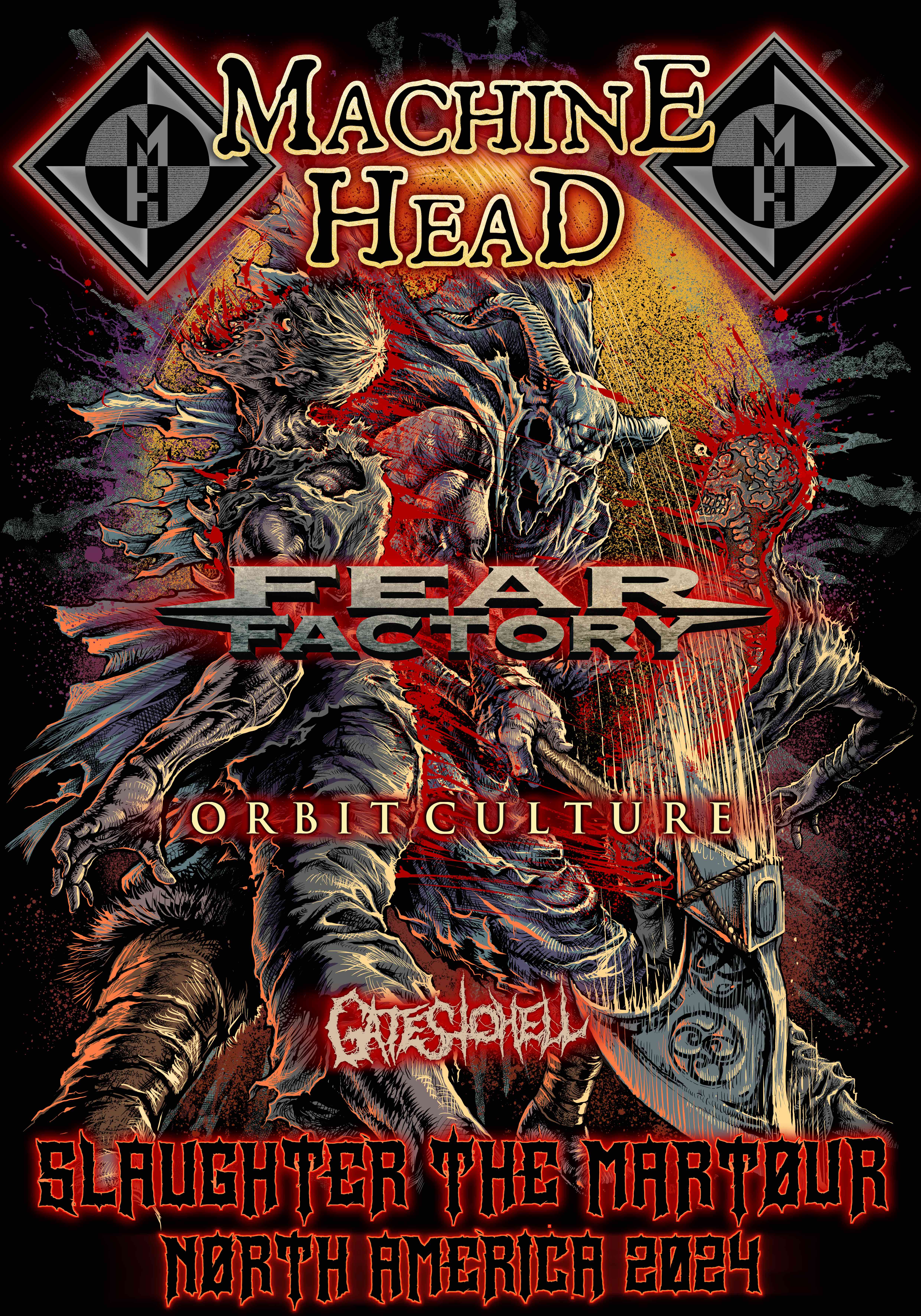 MACHINE HEAD - ANNOUNCE SLAUGHTER THE MARTØUR NØRTH AMERICA 2024 WITH DIRECT SUPPORT FEAR FACTORY