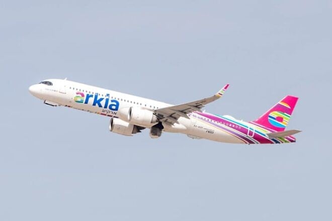 An Arkia flight takes off from Ben-Gurion International Airport, March 2, 2021. Photo by Yossi Aloni/Flash90. An Arkia flight takes off from Ben-Gurion International Airport, March 2, 2021. Photo by Yossi Aloni/Flash90.