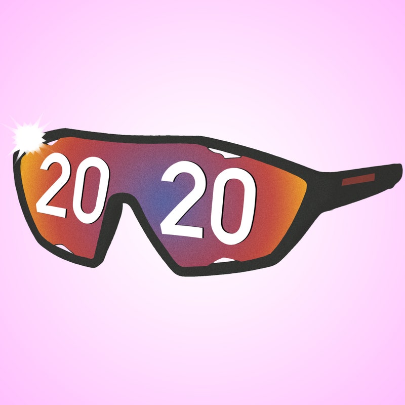 An illustration of a pair of sunglasses with 2020 on the front