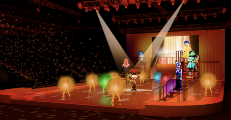 A stage with cartoon characters on itAI-generated content may be incorrect.