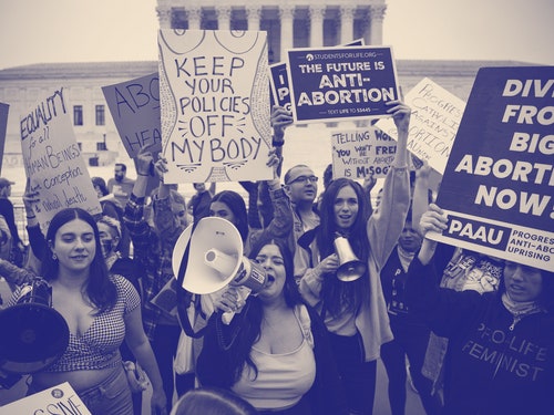Pro-life and pro-choice demonstrators during a protest outside the U.S. Supreme Court in Washington.