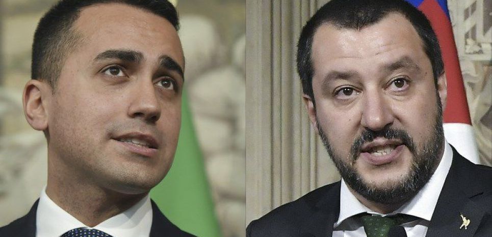Le chef de file du Mouvement 5 Etoiles Luigi Di Maio et celui de La Ligue, Matteo Salvini. 