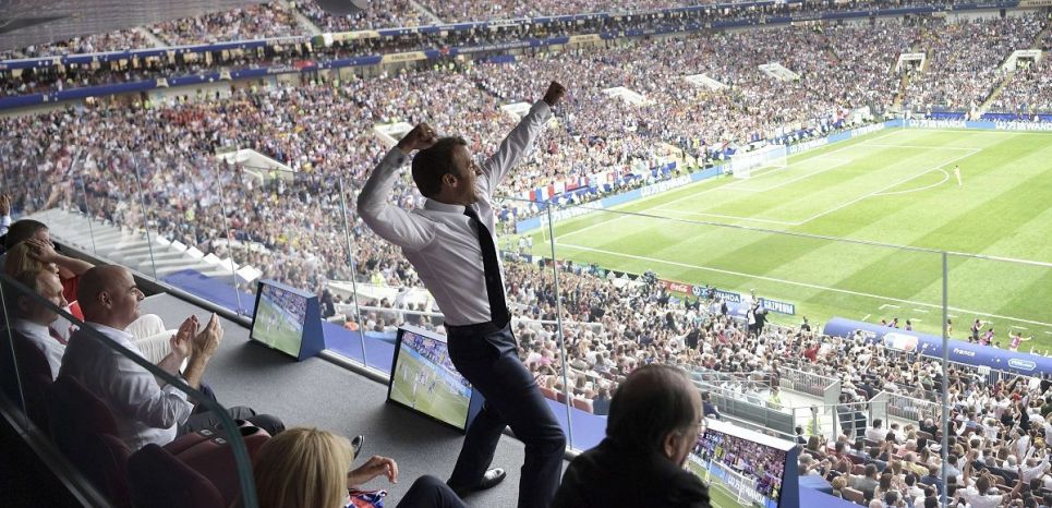 Emmanuel Macron a fond derrière les Bleus, finale de la Coupe du Monde 