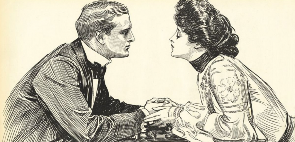 Une gravure de Charles Dana Gibson, intitulée "The Greatest Game In The World".