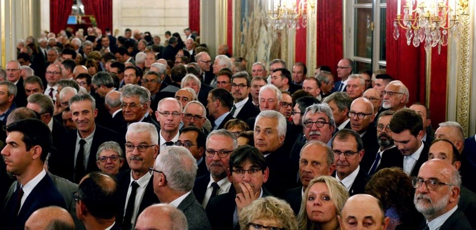 22/11/18 Les maires attendent le discours d'Emmanuel Macron à l'Elysée le 21 novembre 2018.