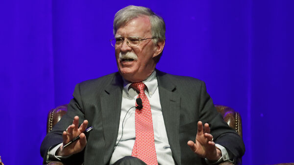 Former national security adviser John Bolton, seen in February, is scheduled to publish a memoir of his time with the Trump administration on June 23, and the Justice Department is trying to block publication.