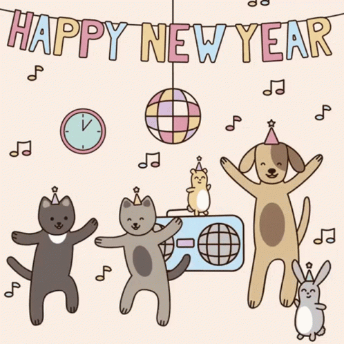 Happy New Year Pets GIF