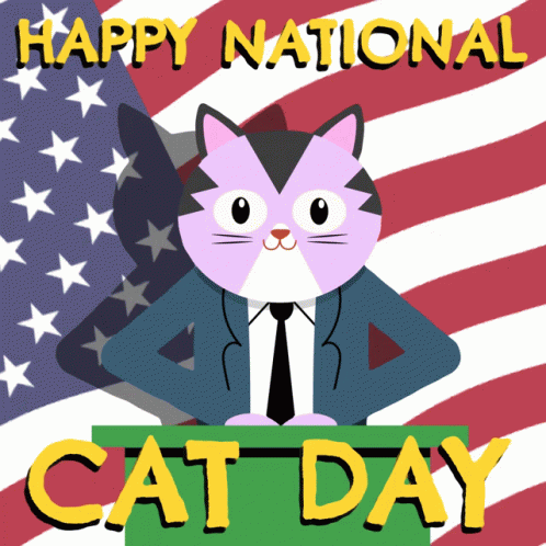 Happy National Cat Day Peace GIF