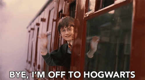 Bye Im Off To Hogwarts Harry Potter GIF Bye Im Off To Hogwarts Harry Potter GIF