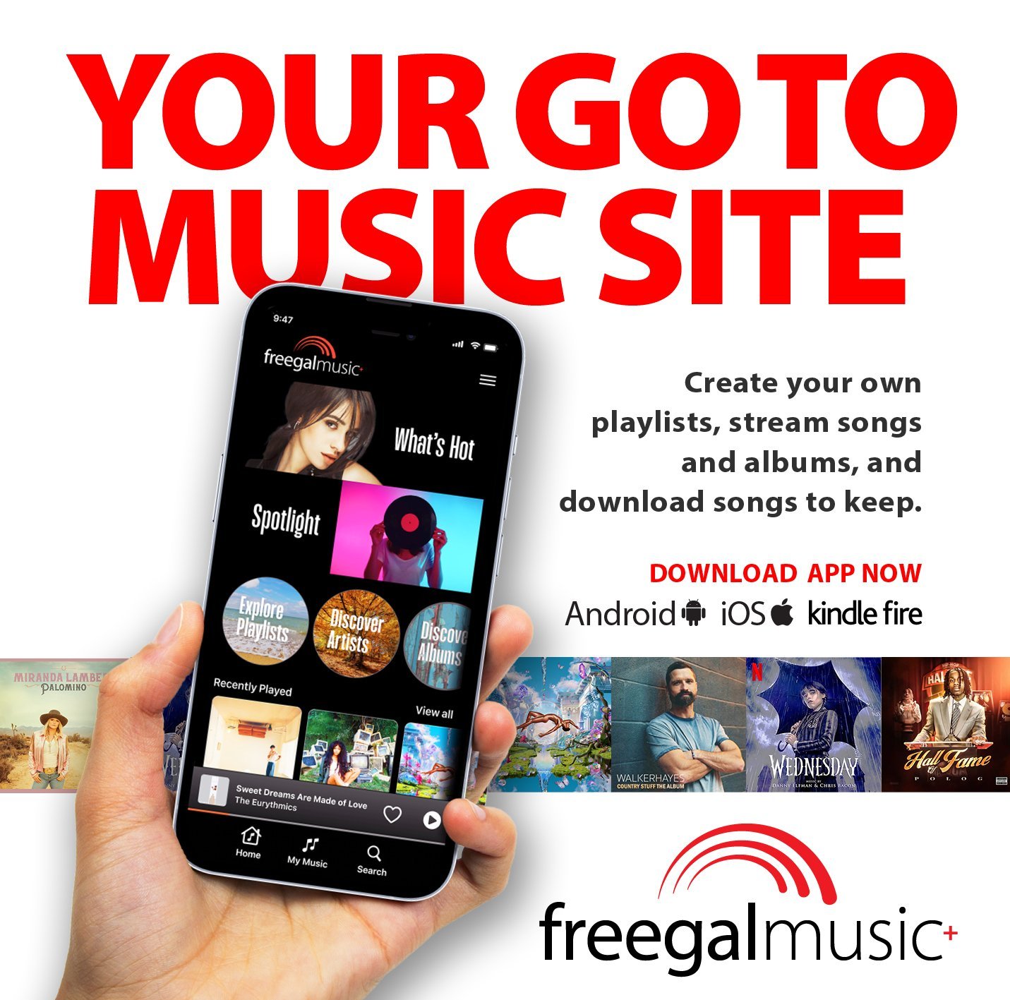 Your Go To Music Site. Create your own playlists, stream, download