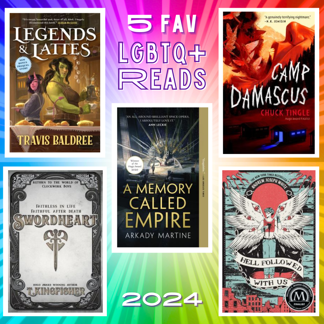 Books pictured: Legends and lattes, a memory called empire, camp damascus, swordheart, hell followed with us Books pictured: Legends and lattes, a memory called empire, camp damascus, swordheart, hell followed with us
