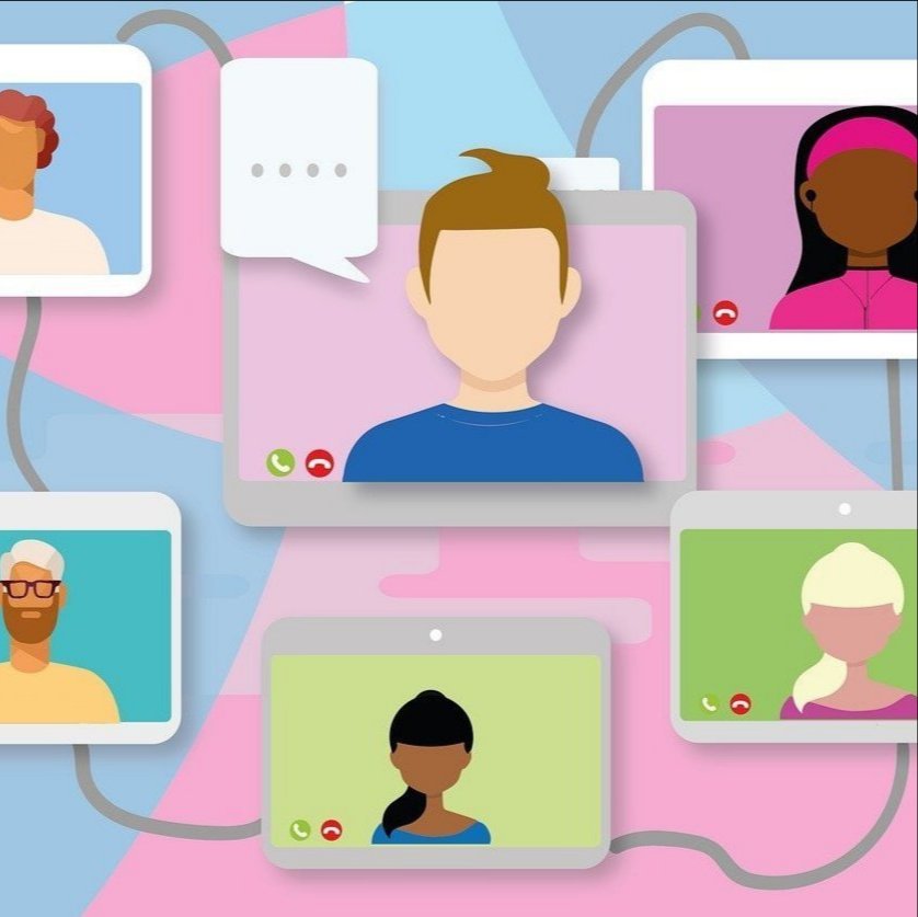 several screens showing people in video calls several screens showing people in video calls