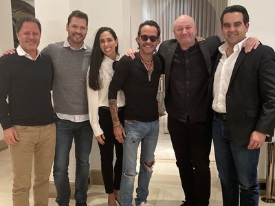 Left to right. (Gaston Goreli, Felipe Pimiento, Carla Curiel, Marc Anthony, Juan José Campanella, Roberto Castro) Photo Credit: Magnus Studios 