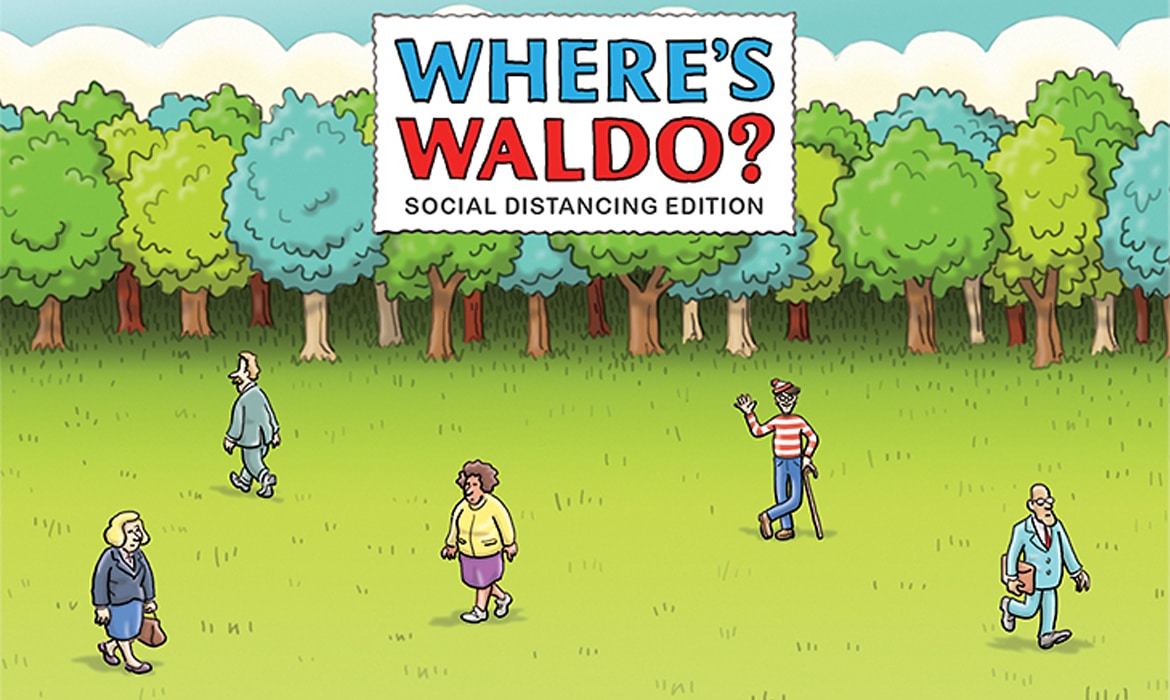 Illustrator Reimagines 'Where's Waldo' in Social Distancing Cartoon