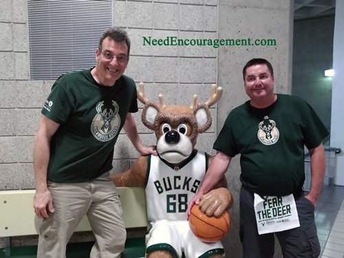 Kevin Reddy and myself at a Bucks playoff game! NeedEncouragement.com