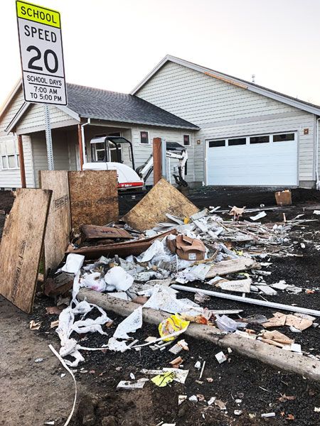 Submitted photo ## Debris scattered throughout a house under construction near Grandhaven Elementary School in McMinnville.