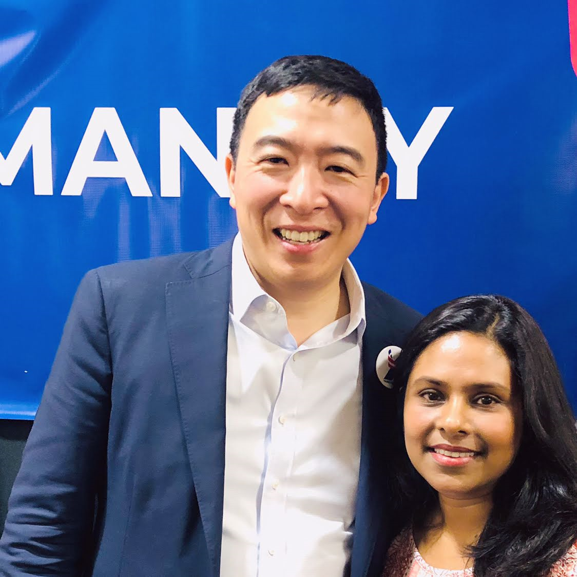 Photo of Andrew Yang and Donna Imam.
