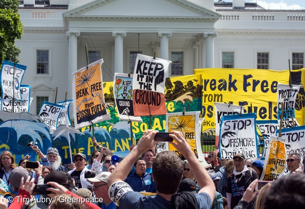 Renew today! Break Free action in front of the White House