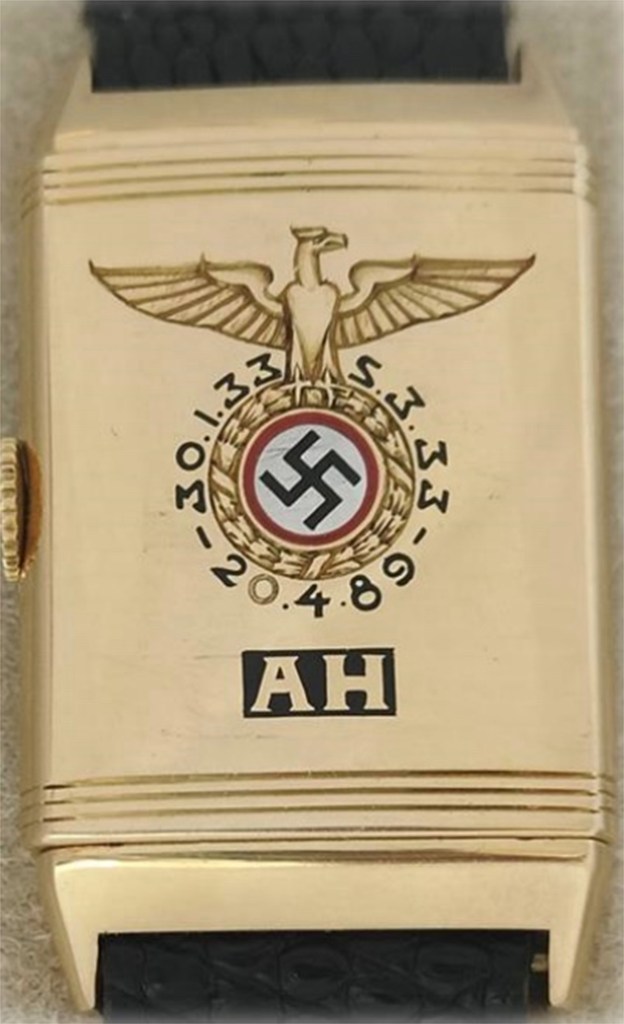 The wristwatch, which was gifted to Hitler in 1933 on his 44th birthday, featured his initials and an engraved swastika.