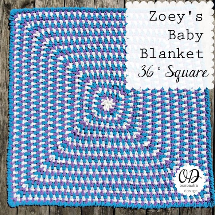 Free Crochet Pattern | Zoeys Baby Blanket | 36 Inch Square | Oombawka Design