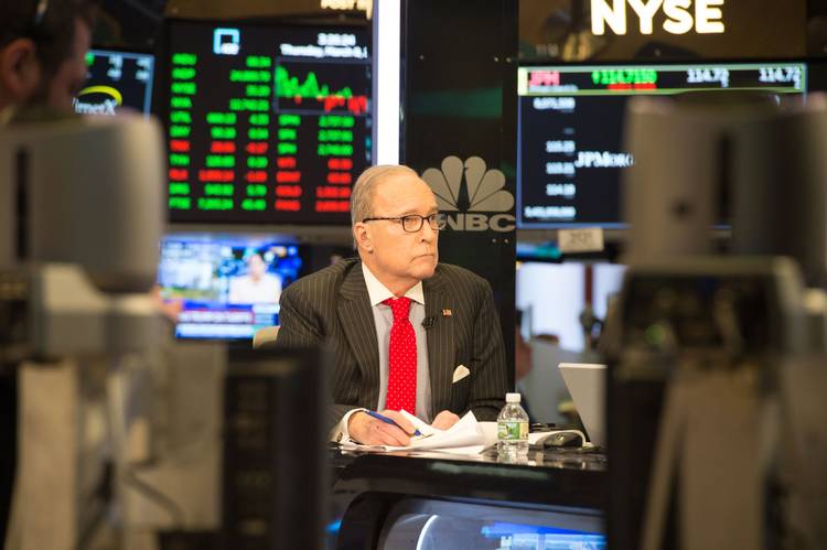 Larry Kudlow speaks on the set of CNBC at the New York Stock Exchange last week. (Bryan R. Smith/AFP/Getty Images)