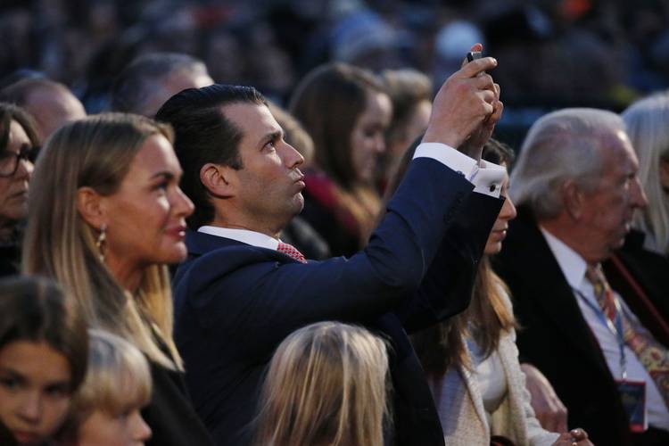 Donald Trump Jr. takes a picture as he and his wife Vanessa attend the National Christmas Tree Lighting. (Jonathan Ernst/Reuters)