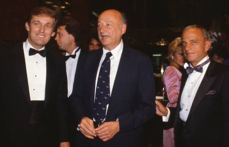 Donald Trump, Mayor Ed Koch and Roy Cohn attend the Trump Tower opening in October 1983. (Sonia Moskowitz/Getty Images)