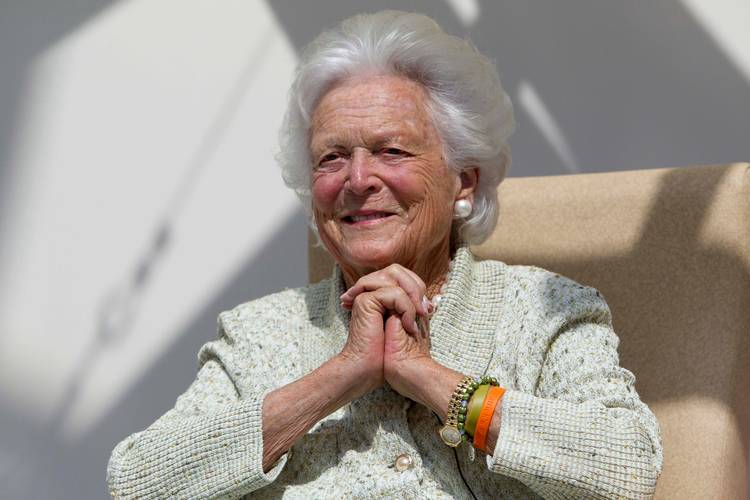 Former first lady Barbara Bush visits the Barbara Bush Children's Hospital in Portland, Maine. (Robert F. Bukaty/AP)