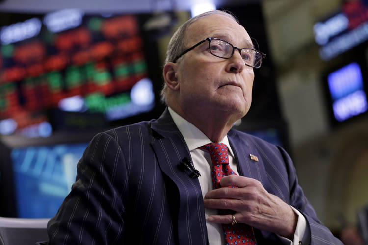 Larry Kudlow, a longtime fixture on CNBC, is interviewed on the floor of the New York Stock Exchange on Wednesday after he was announced as the president's new top economic aide. (Richard Drew/AP)