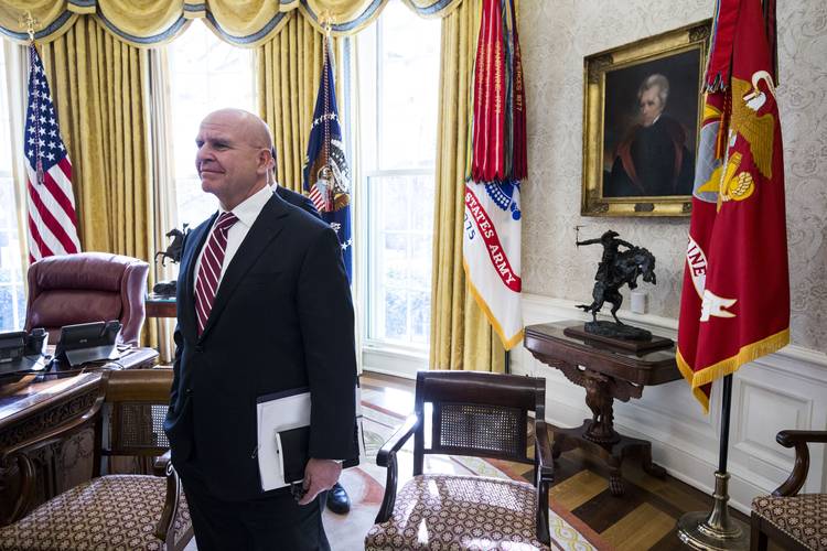 H.R. McMaster watches President Trump meet with North Korean defectors. (Zach Gibson/EPA-EFE)