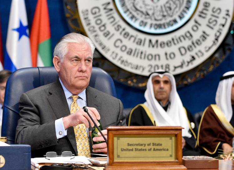 Secretary of State Rex Tillerson attends the Ministerial Meeting of the Global Coalition to Defeat ISIS in Kuwait City, Kuwait. (Noufal ibrahim/EPA-EFE)