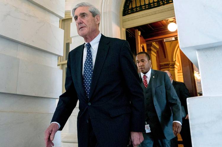 Special counsel Robert Mueller departs Capitol Hill. (Andrew Harnik/AP)