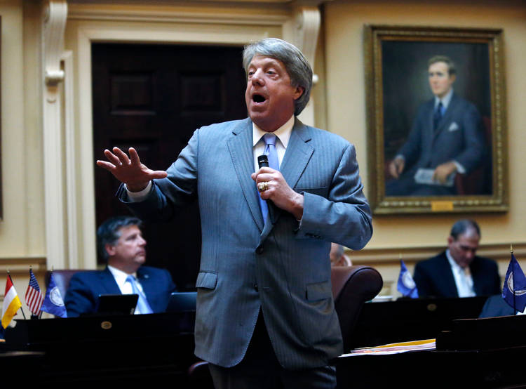 Sen. Frank W. Wagner (R-Virginia Beach) addresses the Virginia Senate in Richmond. He previously voted against Medicaid expansion but changed his mind this year. (Bob Brown/Richmond Times-Dispatch/AP)